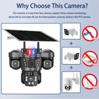 Caméra de Surveillance Extérieure 4G Triple Objectif PTZ | Vision Nocturne Couleur, Détection PIR, Audio Bidirectionnel, Rotation 360° | Sécurité Maison Intelligente Sans Fil