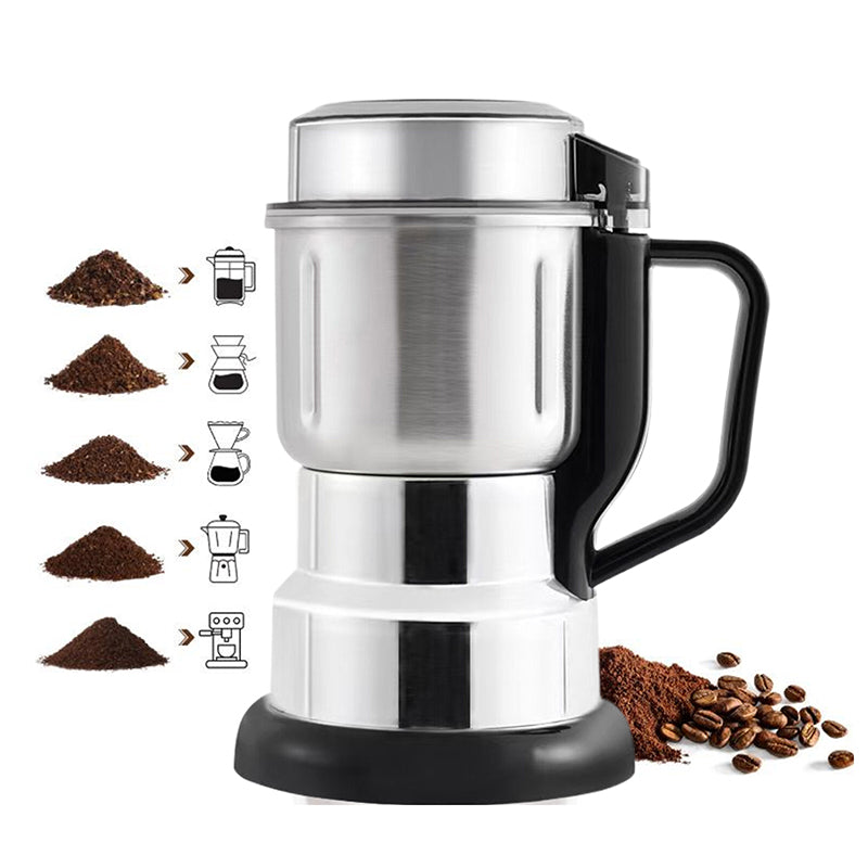 Moulin à Café Électrique Inox Puissant 300W – Broyeur Multifonction Grains, Épices & Herbes – Ultra Rapide & Silencieux