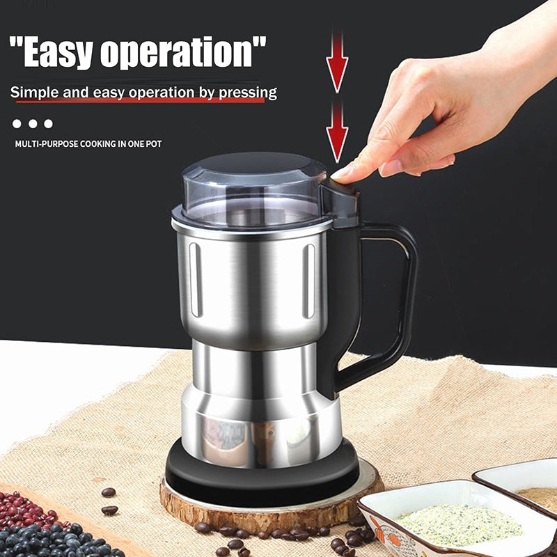 Moulin à Café Électrique Inox Puissant 300W – Broyeur Multifonction Grains, Épices & Herbes – Ultra Rapide & Silencieux