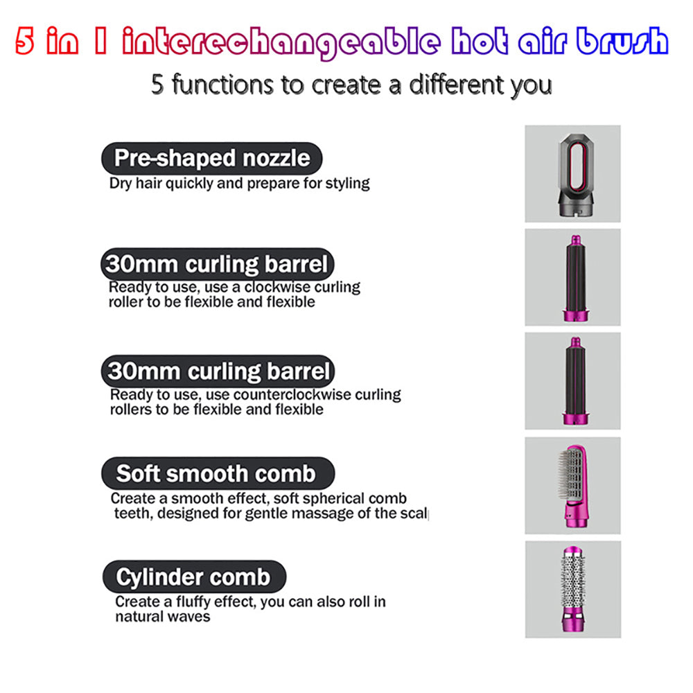 Brosse Soufflante 5 en 1 Professionnelle – Sèche-cheveux & Styler Air Ionique Anti-Frisottis | Lisseur, Boucleur & Volume – Salon à Domicile