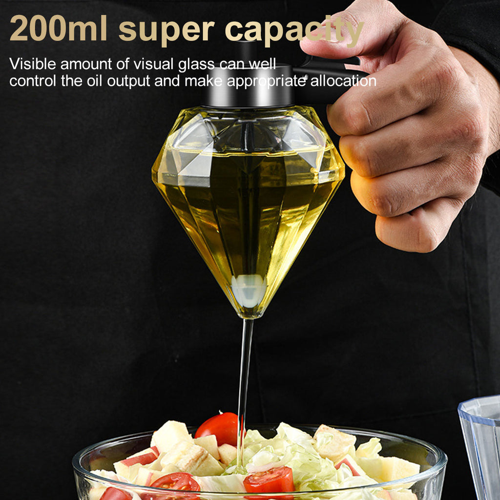 Distributeur de Miel en Verre Design Diamant 200ml avec Support – Doseur Anti-Goutte Multifonction pour Huile, Vinaigre et Sauce