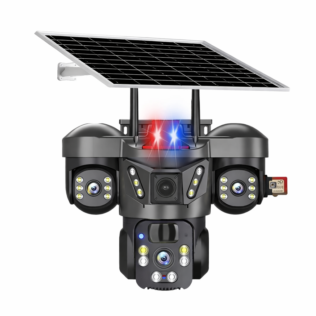 Caméra de Surveillance Extérieure 4G Triple Objectif PTZ | Vision Nocturne Couleur, Détection PIR, Audio Bidirectionnel, Rotation 360° | Sécurité Maison Intelligente Sans Fil