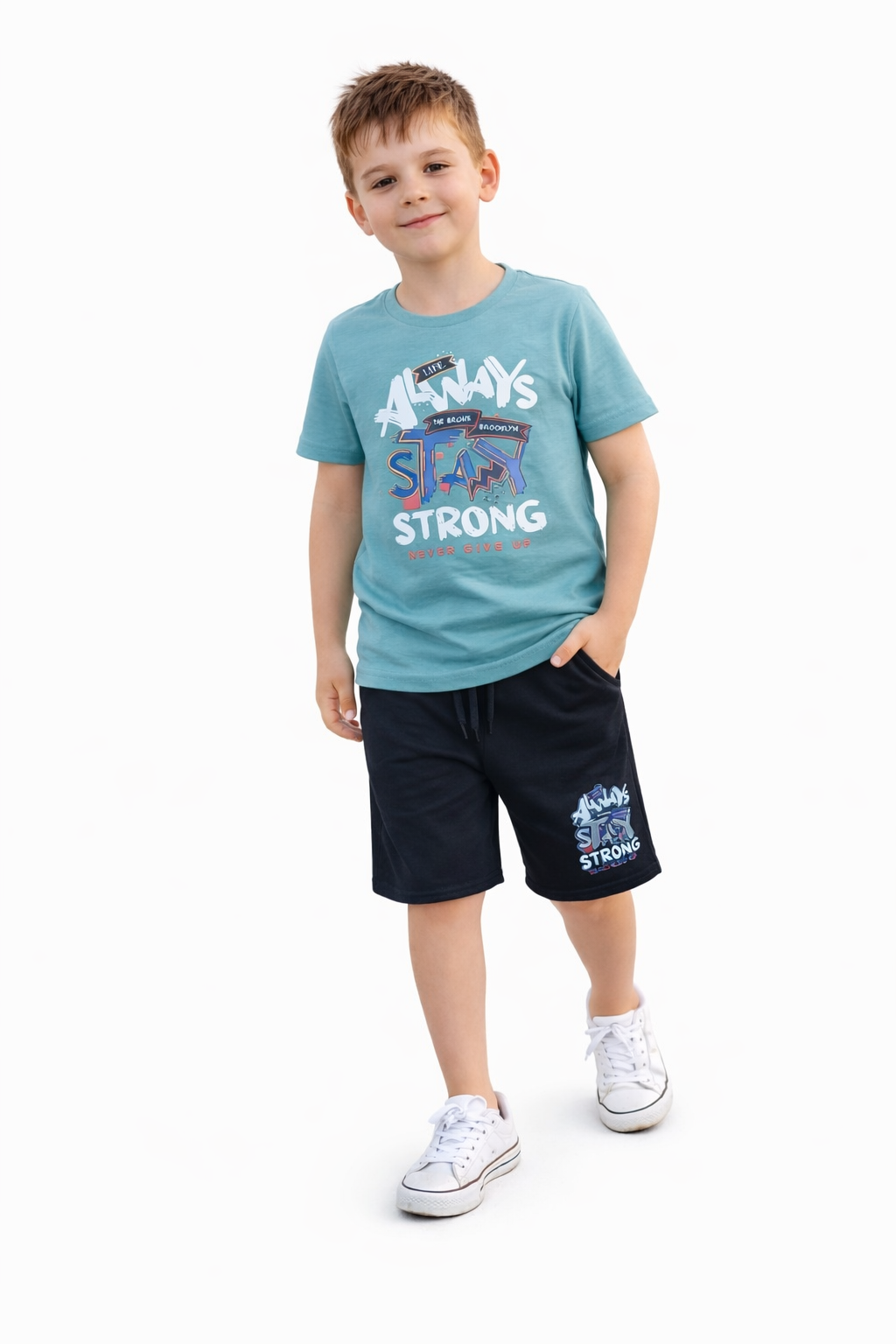 Ensemble Garçon Été 2 Pièces – T-shirt + Short Confortable | Tenue Enfant Mode 3 à 16 Ans | Outfit Garçon Casual Sport