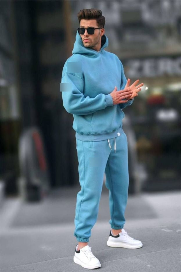 Ensemble homme à sweat à capuche et pantalon jogger – Bleu ciel