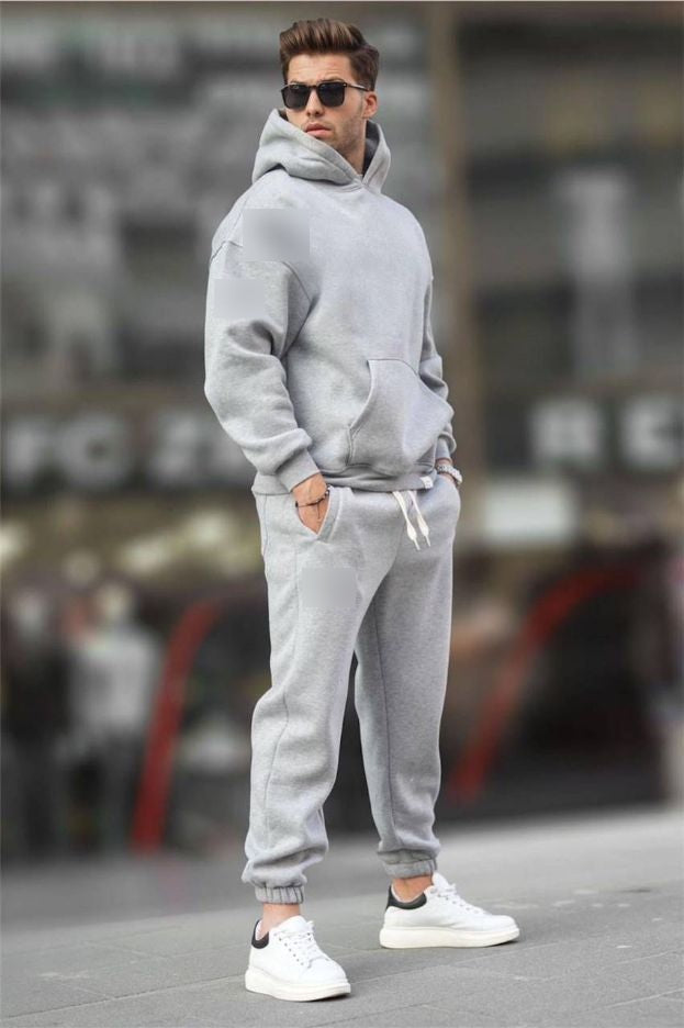 Ensemble homme à sweat à capuche et pantalon jogger – Gris clair