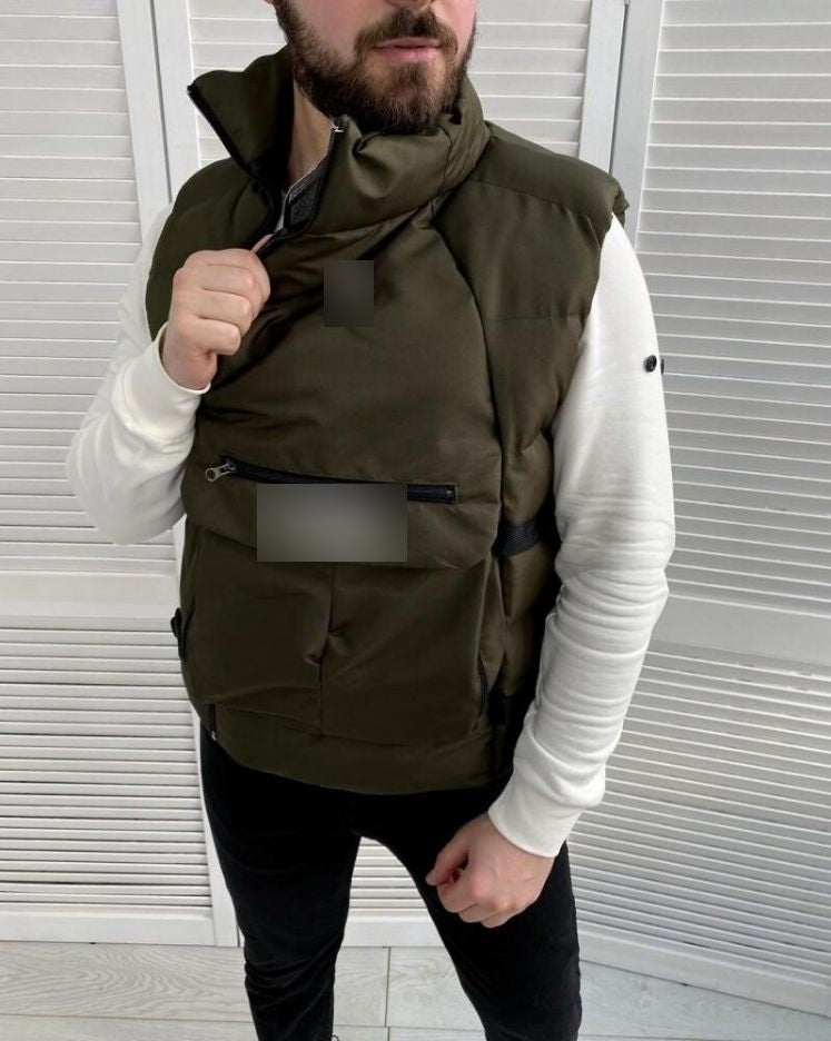 Gilet matelassé homme à poche zippée – Vert