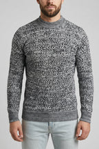 Pull homme en maille jacquard à motifs géométriques – Gris clair