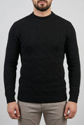 Pull homme en maille jacquard à motifs géométriques – Noir