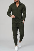 Ensemble homme à col ouvert et pantalon fuselé – Vert