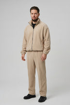 Ensemble homme à veste zippée et pantalon droit – Beige
