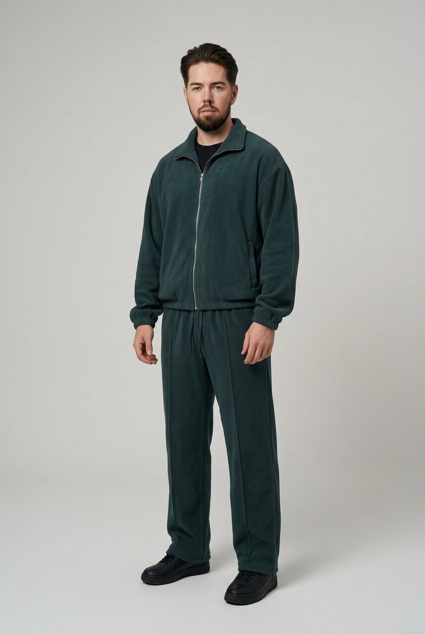 Ensemble homme à veste zippée et pantalon droit – Noir