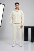 Ensemble homme polaire à col demi-zippé – Blanc cassé