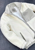 Veste homme sherpa zippée à empiècements contrastants – Blanc