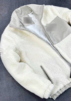Veste homme sherpa zippée à empiècements contrastants – Blanc