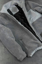 Veste homme sherpa zippée à empiècements contrastants – Gris clair