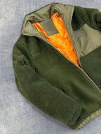 Veste homme sherpa zippée à empiècements contrastants – Vert
