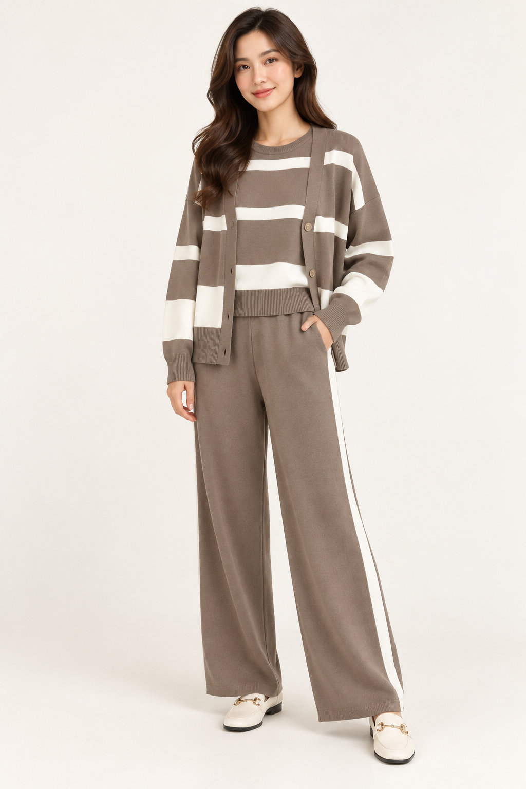 Ensemble 3 pièces 1943 — Top (taupe) — photo studio