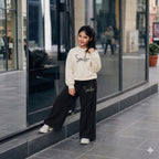 Ensemble fille à sweat imprimé et pantalon noir large