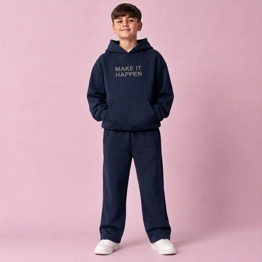 Ensemble garçon à capuche et pantalon droit en molleton