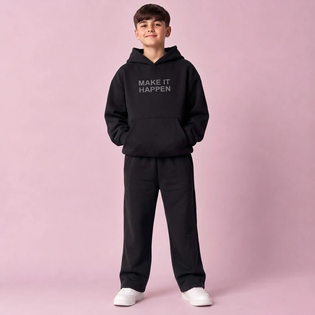 Ensemble garçon à capuche et pantalon droit en molleton