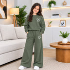 Ensemble fille à motifs cœurs et pantalon large