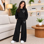 Ensemble fille à motifs cœurs et pantalon large