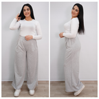 Pantalon femme ample à taille haute en Montoni — Gris