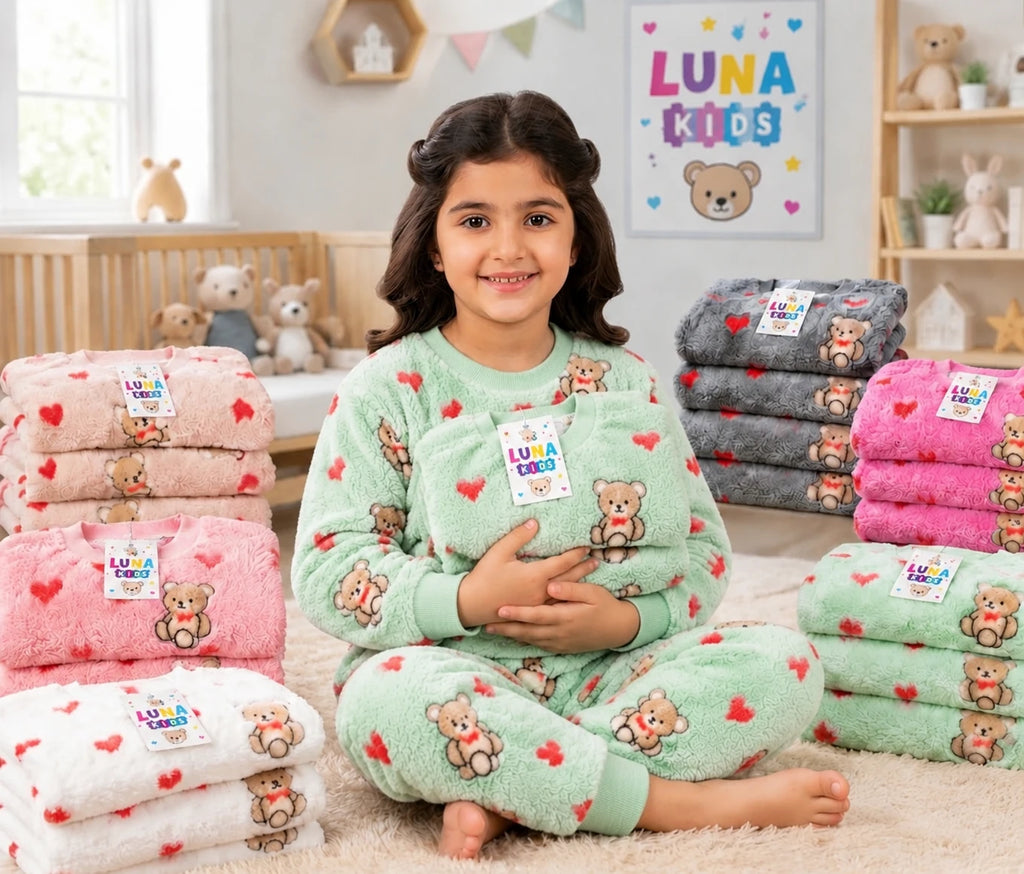 Ensemble enfant en polaire à motifs — Vert pistache