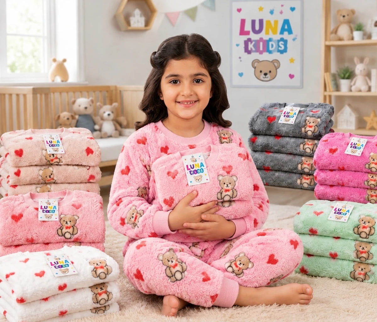 Ensemble enfant en polaire à motifs — Rose