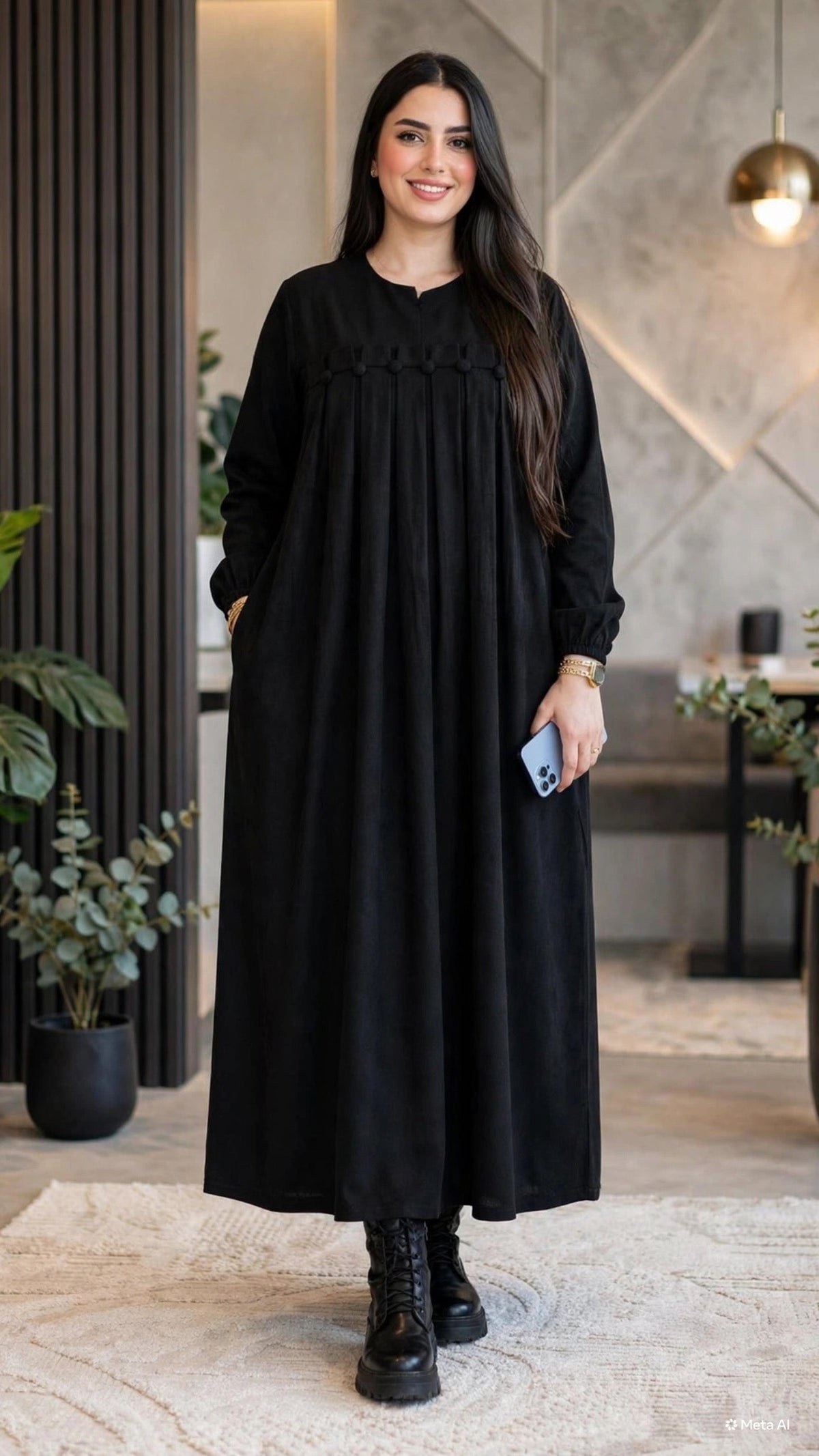 DOHA-79 - robe ample velours noir portée