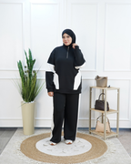 Ensemble femme à demi-zip et empiècements contrastés — Noir