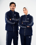 Ensemble en jean bleu marine unisexe à veste zippée — Bleu marine