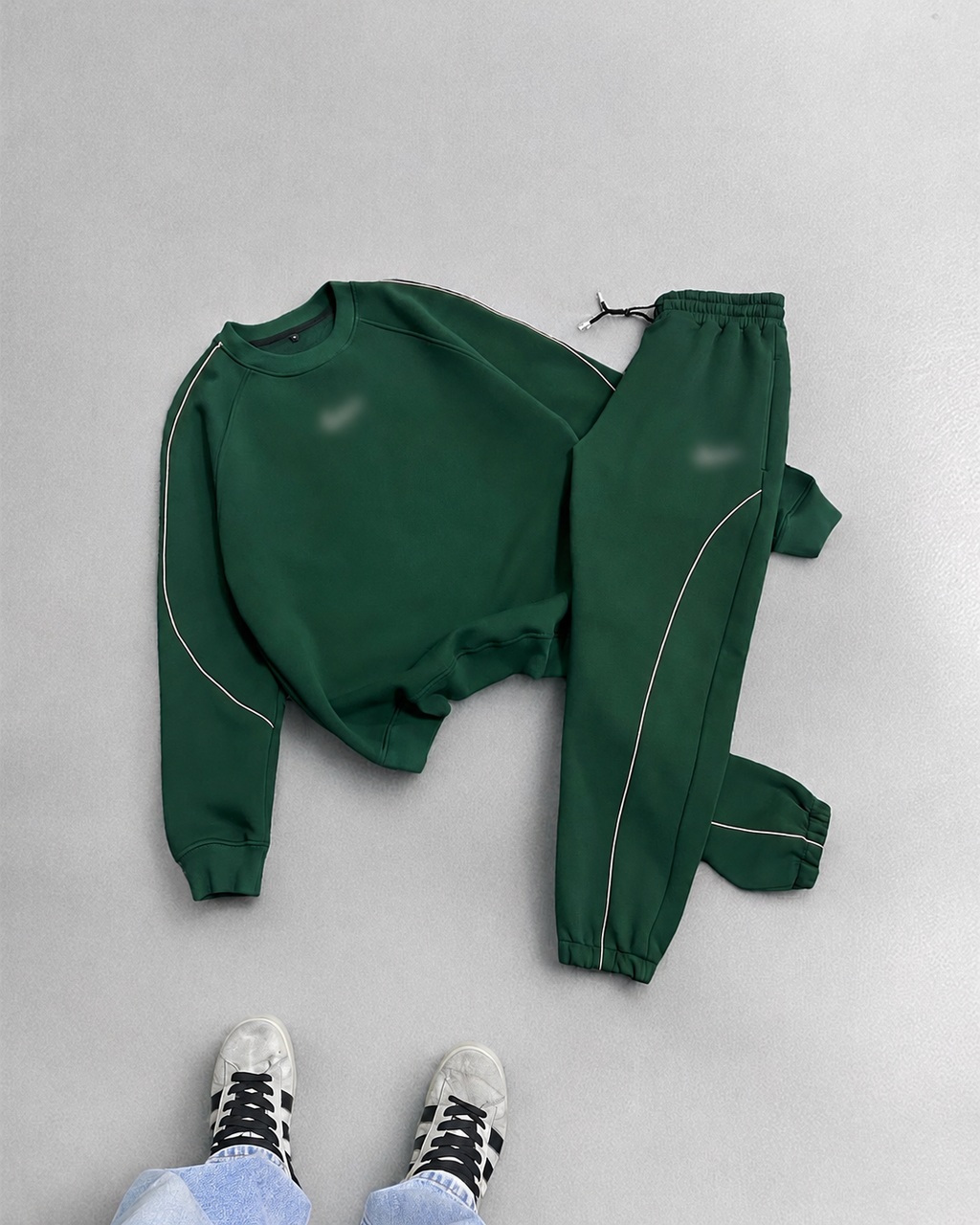 Ensemble homme col rond à liserés fins — vert