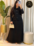 Ensemble femme à veste texturée et jupe longue — Noir