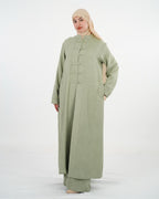 Ensemble femme à tunique longue et boutons à brides – Vert clair