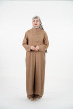 Ensemble femme à tunique longue et boutons à brides – Kaki