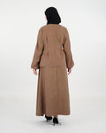 Ensemble femme à veste courte et jupe-culotte ample – Marron