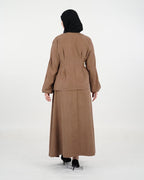 Ensemble femme à veste courte et jupe-culotte ample – Marron
