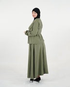 Ensemble femme à veste courte et jupe-culotte ample – Kaki
