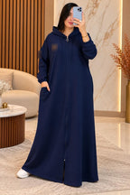 Djellaba sport zippée – Bleu marine