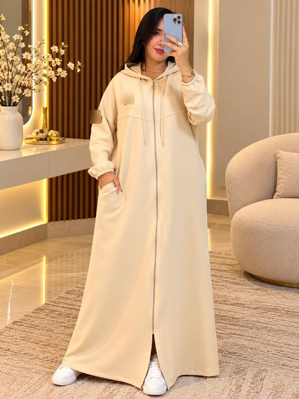 Djellaba sport zippée – Beige