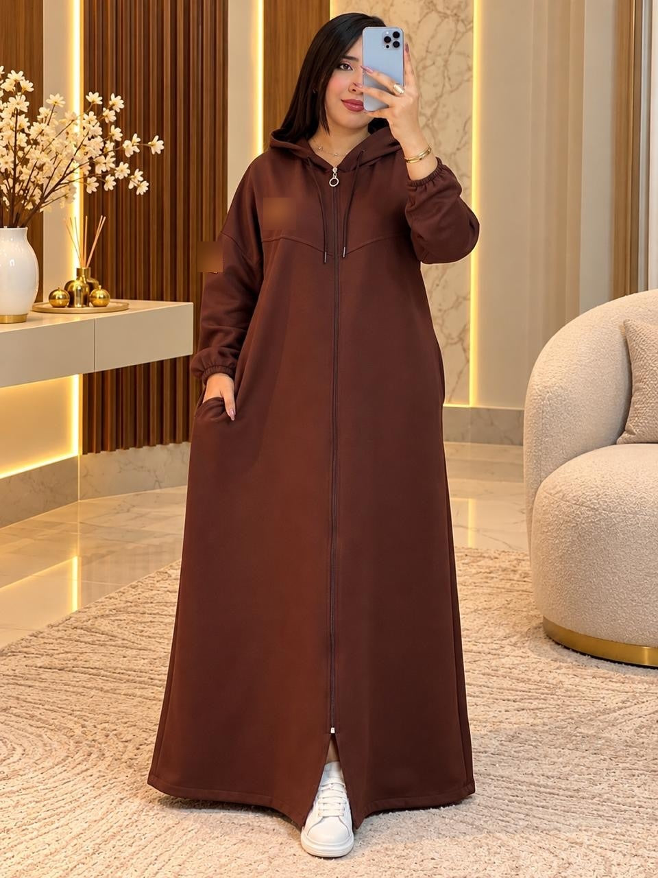 Djellaba sport zippée – Marron