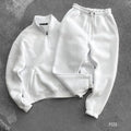 Ensemble homme en molleton à col montant demi-zippé — Blanc