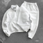 Ensemble homme en molleton à col montant demi-zippé — Blanc