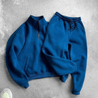 Ensemble homme en molleton à col montant demi-zippé — Bleu roi