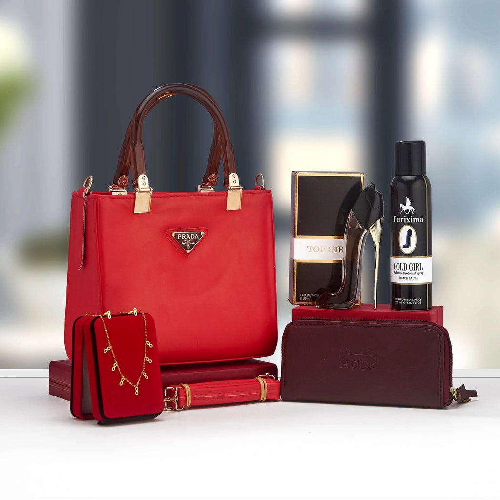 Coffret sac structuré à anses rigides et accessoires — Rouge