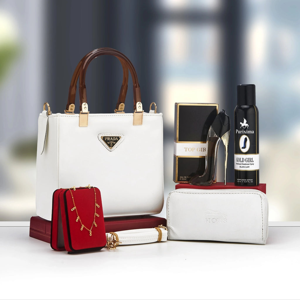Coffret sac structuré à anses rigides et accessoires — Blanc