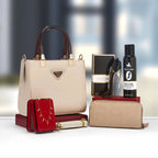 Coffret sac structuré à anses rigides et accessoires — Beige