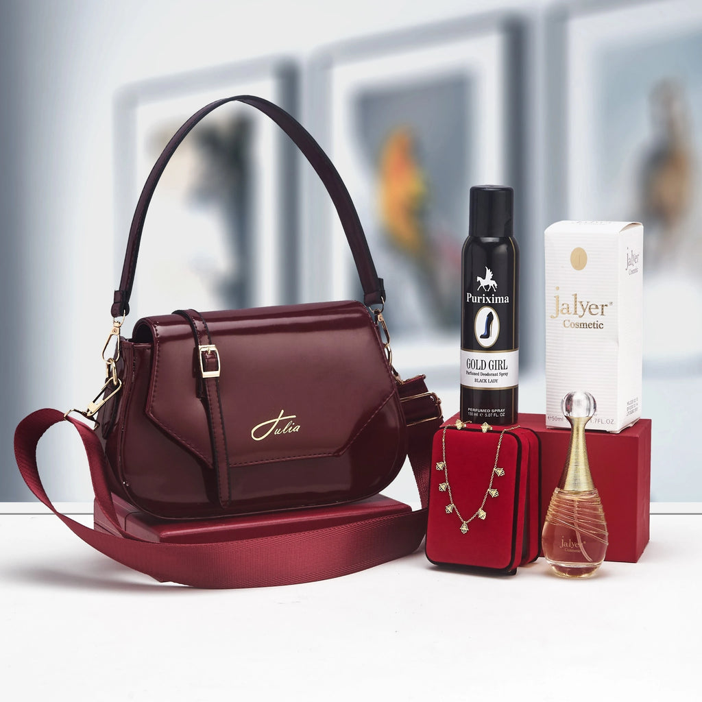 Coffret sac porté épaule et accessoires parfumés — Bordeaux