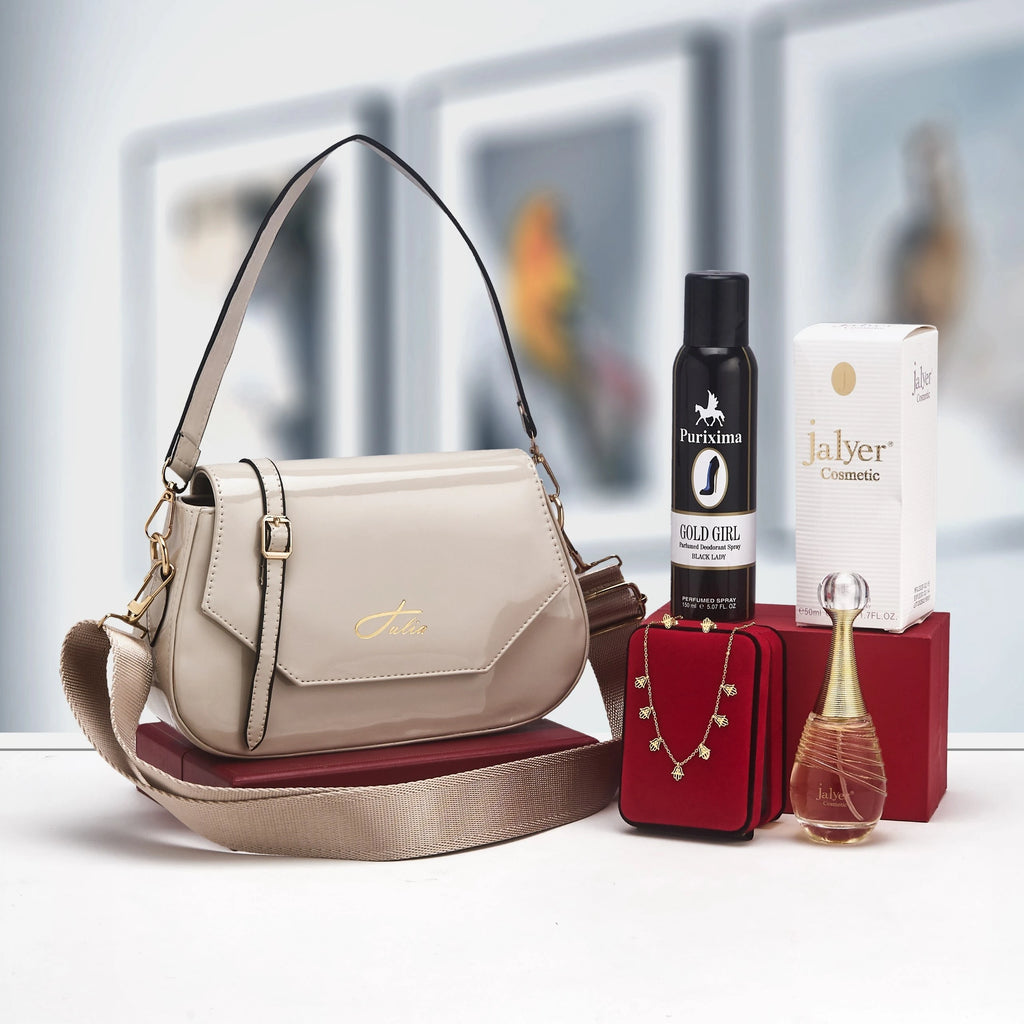 Coffret sac porté épaule et accessoires parfumés — Beige